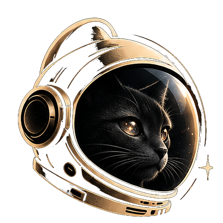 Kosmos: gato con casco de astronauta dorado